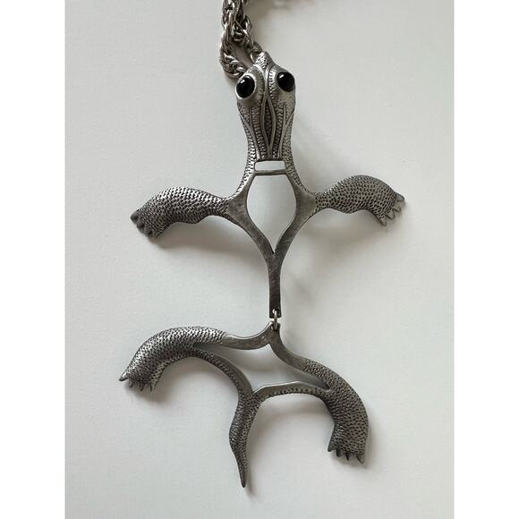 Vintage Gecko Lizard Pendant Necklace Unbranded 20 Inches - Picture 5 of 10